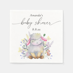 Wilde bloem en lam - Baby shower Servet
