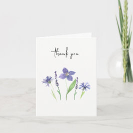 Wilde bloem en lavendel aquarel eenvoudig bedankkaart