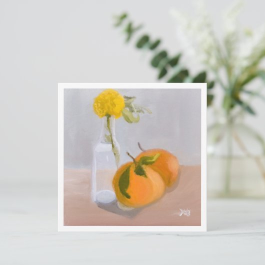 Wilde bloem en sinaasappels kaart (Staand voorkant)