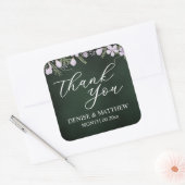 Wilde bloem en varen op bosgroen vierkante sticker (Envelop)