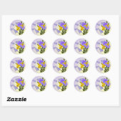  wilde bloem en Violet Gingham Butterfly Ronde Sticker (Vel)