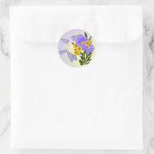  wilde bloem en Violet Gingham Butterfly Ronde Sticker (Tas)