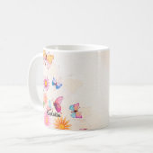 Wilde bloem en vlinders koffiemok vintage (Voorkant links)