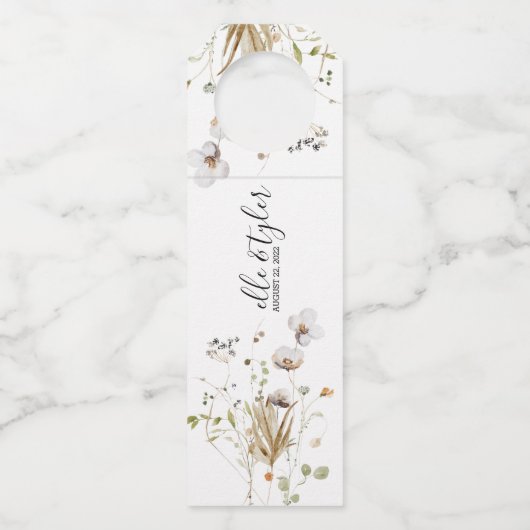 Wilde bloem Etiket Fles Hanger Label (Voorkant)