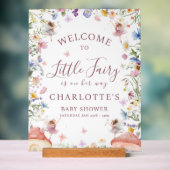 Wilde Bloem Feeëntuin Baby Shower Print - Hout Acryl Bord (Neutraal)