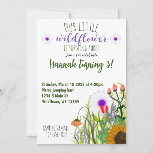 Wilde bloem feestdagenkaart (Voorkant)