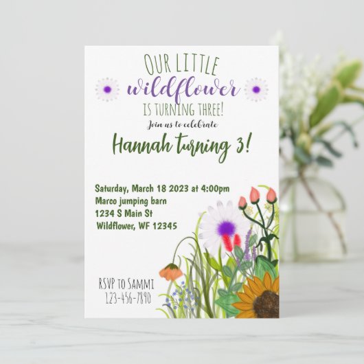 Wilde bloem feestdagenkaart (Staand voorkant)