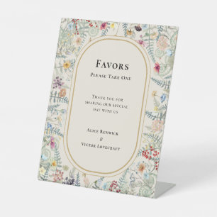 wilde bloem Fern beige Wedding Favors Reclamebord Met Voetstuk