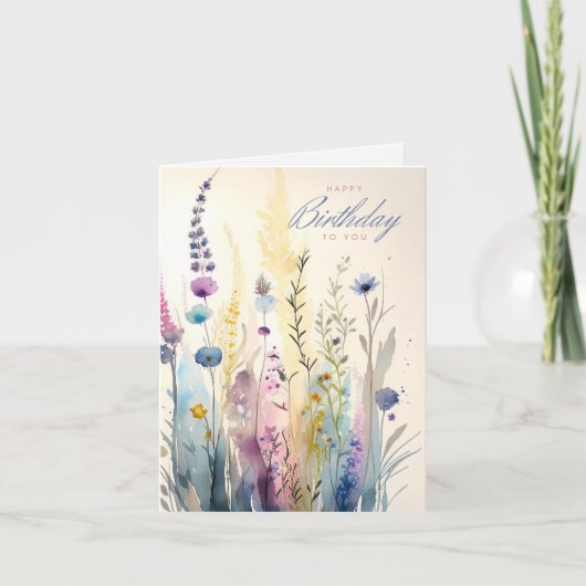 Wilde bloem Floral Birthday Kaart (Voorkant)
