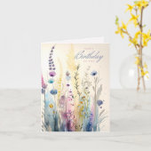 Wilde bloem Floral Birthday Kaart (Gele Bloem)