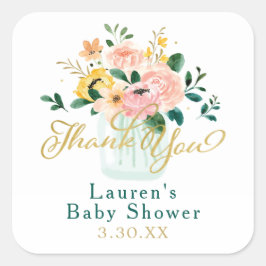 Wilde bloem Floral Dank je Sticker