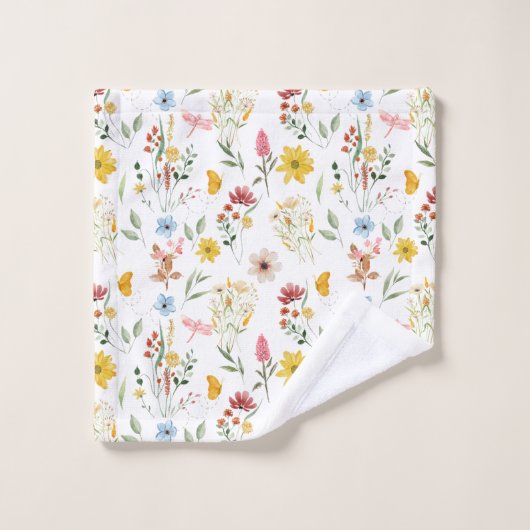 Wilde bloem Floral Pattern Bad Handdoek (Wasdoekje)