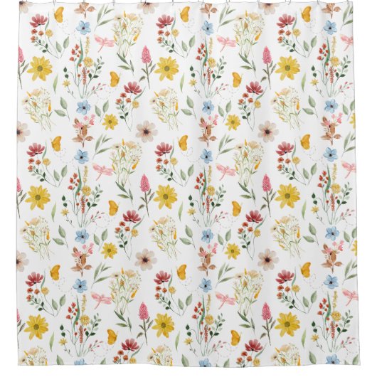 Wilde bloem Floral Pattern Douchegordijn (Voorkant)
