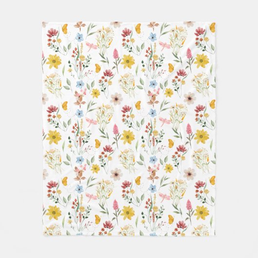 Wilde bloem Floral Pattern Fleece Deken (Voorkant)