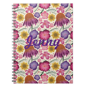 Wilde bloem Floral Pattern, gepersonaliseerd Notitieboek