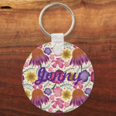 Wilde bloem Floral Pattern, gepersonaliseerd Sleutelhanger (Voorkant)