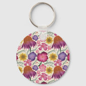 Wilde bloem Floral Pattern, gepersonaliseerd Sleutelhanger (Achterkant)