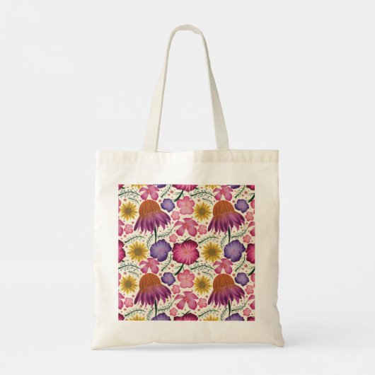 Wilde bloem Floral Pattern, gepersonaliseerd Tote Bag (Achterkant)