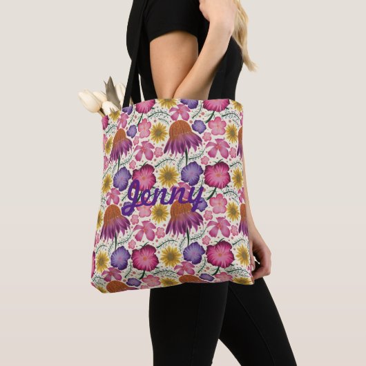 Wilde bloem Floral Pattern Persoonlijke Canvas tas (Dichtbij)