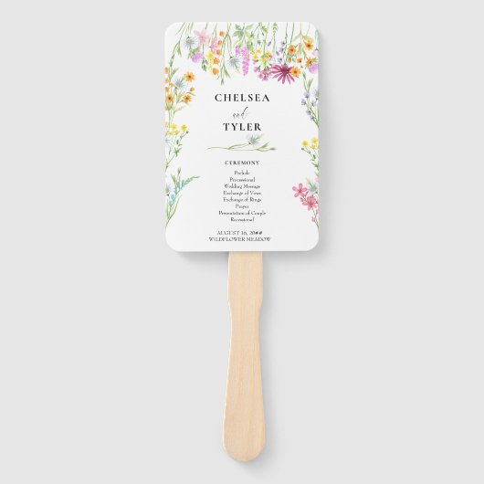 Wilde bloem  Floral Wedding Programme Handwaaier (Voorkant)