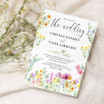 Wilde bloem  Floral Wilde Bloem Kaart<br><div class="desc">Wildflower wedding uitnoation with delicate wild flowers and beautiful calligraphy. This pretty watercolor wildflower design has dainty meadow flowers in pink lilac oranje blue and yellow. Perfect for spring and summer themes from country floral garden to organic boho. If you would like matching products, please browse my Wildflower Meadow collection...</div>
