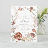 Wilde bloem Floral Wreath Butterfly Sage Greenery Kaart (Staand voorkant)