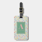 Wilde Bloem Florale Gepersonaliseerde Initiaal en Bagagelabel (Voorkant verticaal)