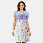 Wilde Bloem Florale Monogram Naam Schort (Gedragen)