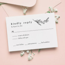 Wilde bloem Folk Rustic Wedding RSVP Kaart
