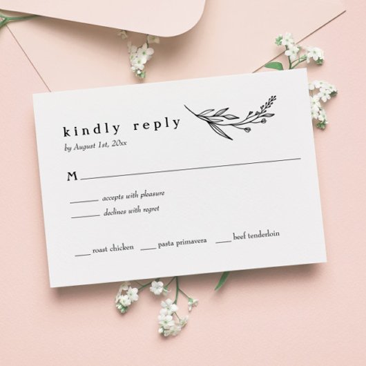 Wilde bloem Folk Rustic Wedding RSVP Kaart
