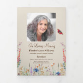 Wilde bloem Foto Drievoudig Rouwprogramma Drieluik Aankondiging (Cover)