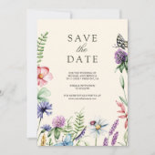 Wilde Bloem Foto QR Code Crème Trouwfeest Save The Date (Voorkant)