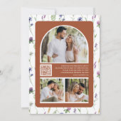Wilde Bloem Foto QR Code Terracotta Huwelijk Save The Date (Achterkant)
