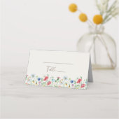 Wilde bloem Garden Beige Wedding Folded Place Card Plaatskaartje (Voorkant)