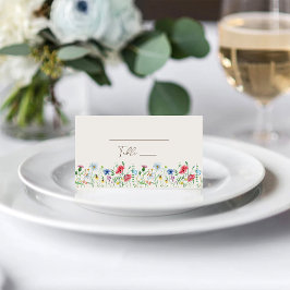 Wilde bloem Garden Beige Wedding Folded Place Card Plaatskaartje