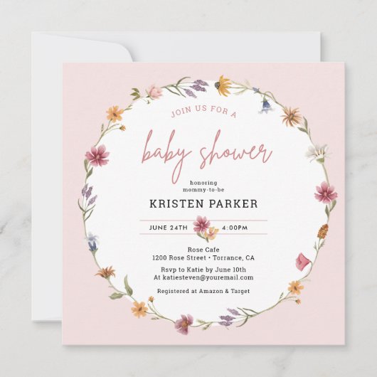 Wilde bloem Garden Girl Baby shower Kaart (Voorkant)