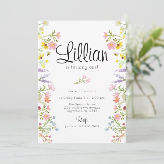 Wilde bloem Garden Party Birthday Waterverf Kaart (Staand voorkant)