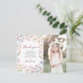 Wilde bloem Garden Theme Girl waterverf Dank u wel Briefkaart (Staand voorkant)