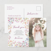 Wilde bloem Garden Theme Girl waterverf Dank u wel Briefkaart (Voorkant / Achterkant)