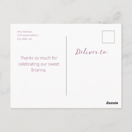 Wilde bloem Garden Theme Girl waterverf Dank u wel Briefkaart (Achterkant)