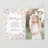 Wilde bloem Garden Theme Girl waterverf Dank u wel Briefkaart (Voorkant)