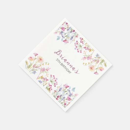 Wilde bloem Garden Theme Girl waterverf Dank u wel Servet (Hoek)