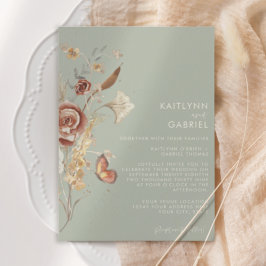 Wilde Bloem Gedroogde Bloemige Salie Watercolor Tr Kaart