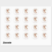 Wilde bloem Gedroogde Florale Waterverf Wedding Br Ronde Sticker (Vel)