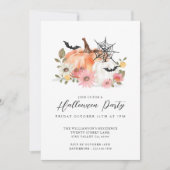 Wilde bloem Geel en Witte Pompoen Halloween Party Kaart (Voorkant)