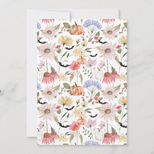 Wilde bloem Geel en Witte Pompoen Halloween Party Kaart (Achterkant)