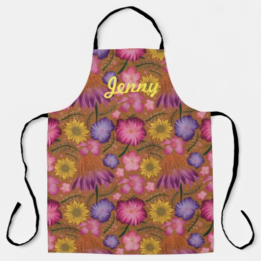 Wilde bloem Geel Floral Gepersonaliseerd Schort (Voorkant)