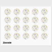 Wilde bloem Geel Paarse Bloem Bruiloft Feest Ronde Sticker (Vel)