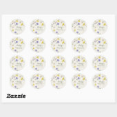 Wilde bloem Geel Paarse Bloem Bruiloft Feest Ronde Sticker (Vel)