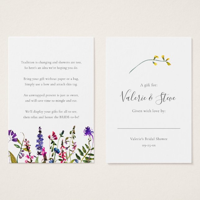 Wilde bloem Geen label met cadeau voor cadeauvenst Visitekaartje (Voorkant /achterkant)